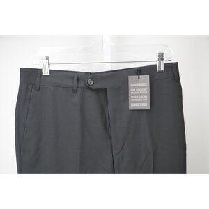 Corneliani Master Black Herringbone 100% Wool Dress Pants Sz 46 NEW